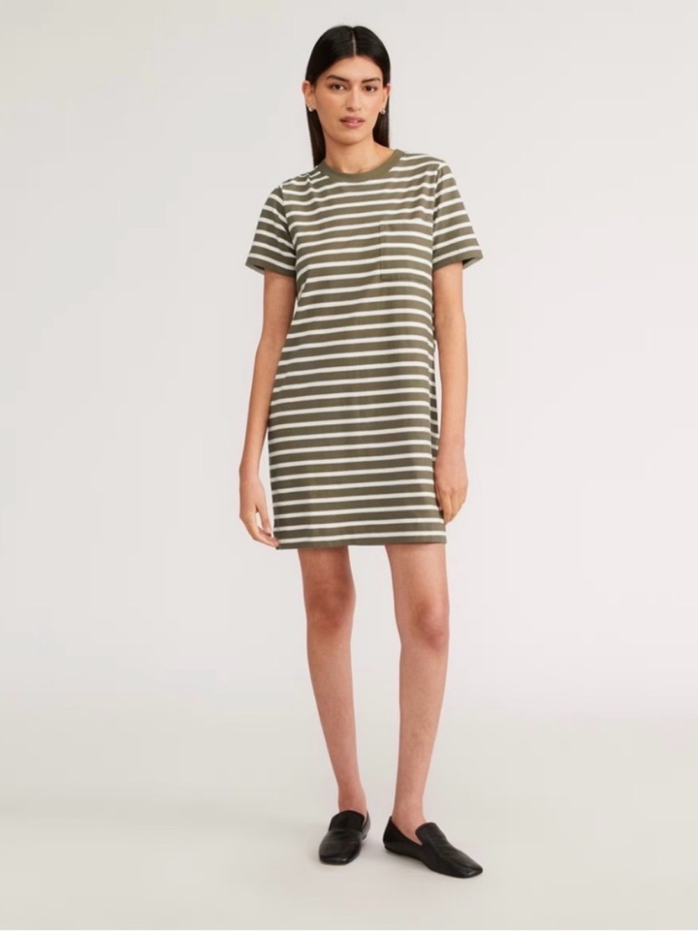 Everlane Olive and White tee shirt dress